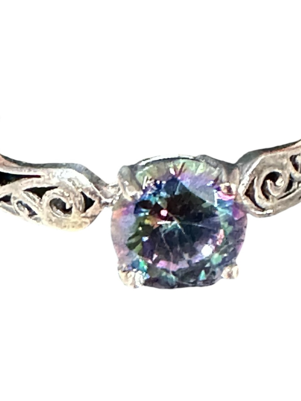 Solid 925 Sterling Silver Oval Mystic Topaz Ring size 8.5